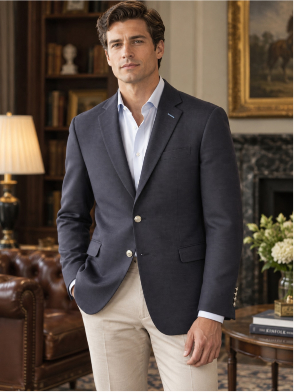 SAND Blazer Men’s 42R Copenhagen Virgin Wool Hopsack Old Money Preppy Ivy Navy